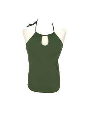 Beachsissi Halter Neck Bikini Top Ruched Bottom Olive Green Size Medium NWT